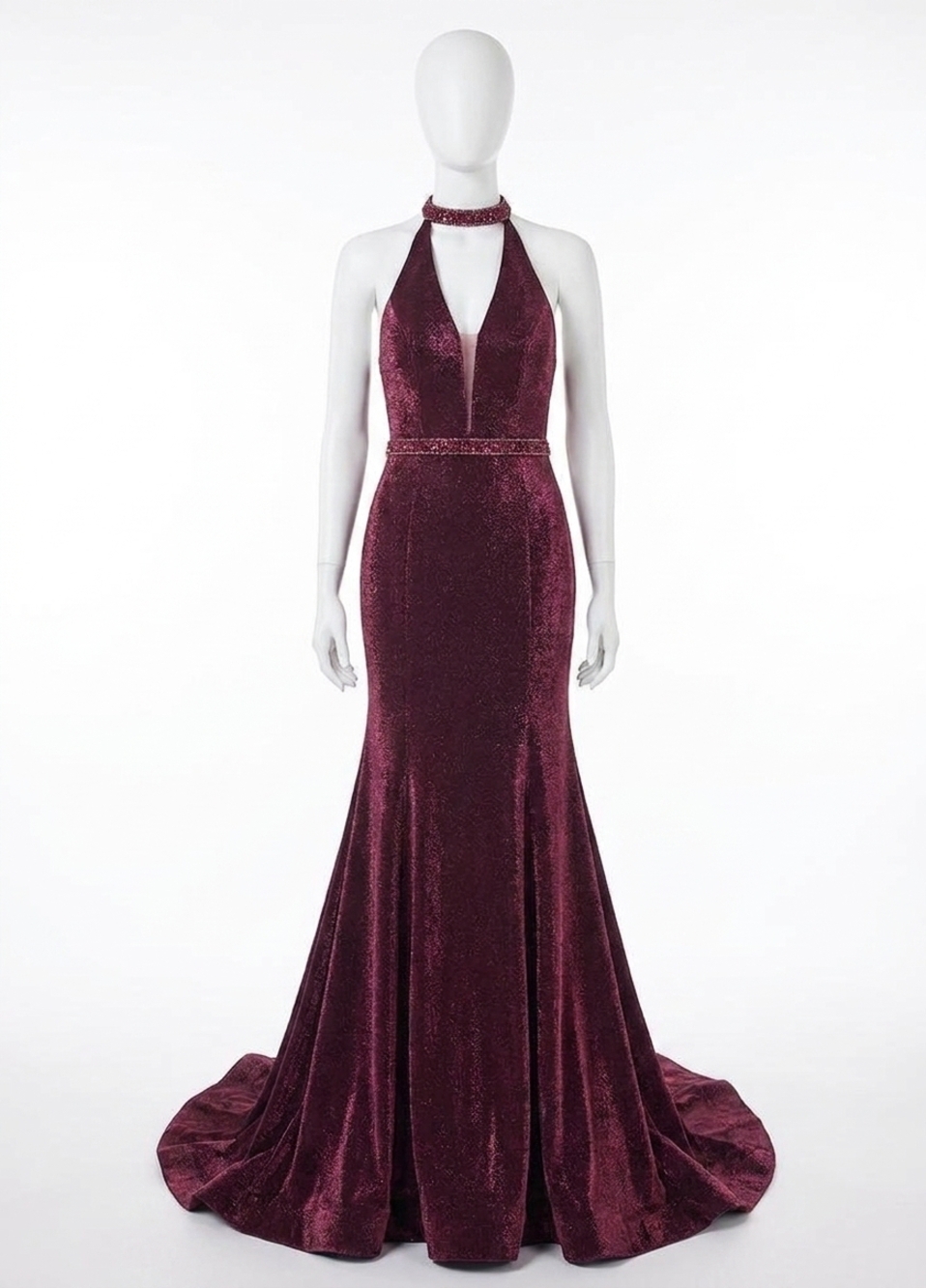 NEW RACHEL ALLAN metallic jersey mermaid gown in magenta/black
